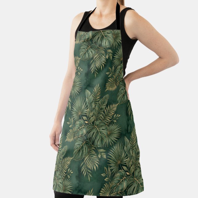 Tablier Motif de feuilles tropicales en vert or luxe (Insitu)