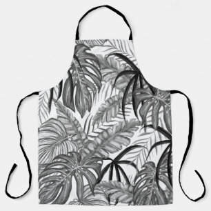 Tablier Motif de feuilles tropicales monochromes Élégant