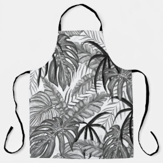 Tablier Motif de feuilles tropicales monochromes | Élégant