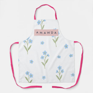 Tablier Motif de fleur sauvage bleue délicate personnalisé
