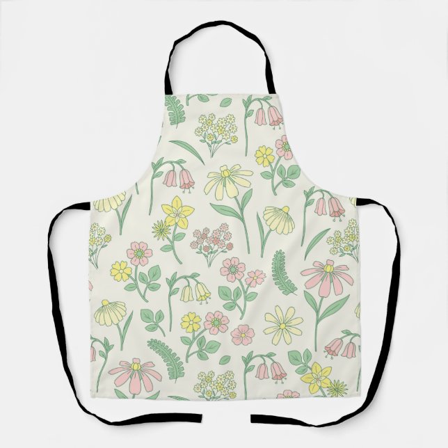 Tablier Motif de fleur sauvage pastel mignon  (Recto)