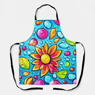 Tablier Motif de fleurs abstrait coloré