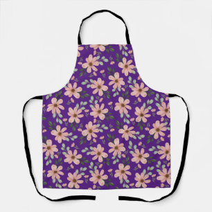 Tablier motif de fleurs aquarelles roses