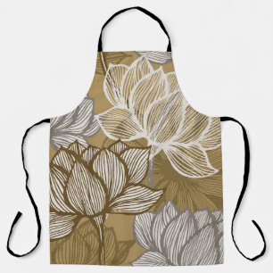 Tablier Motif de fleurs Art déco. Ligne or fleurie art. fl