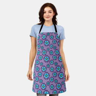 Tablier Motif de fleurs bleu violet