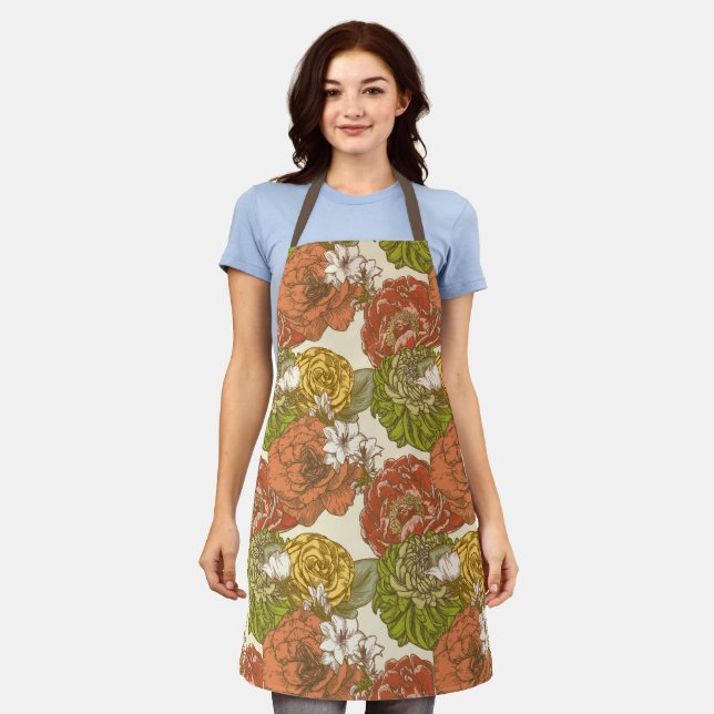 Tablier Motif de fleurs du jardin (Porté)