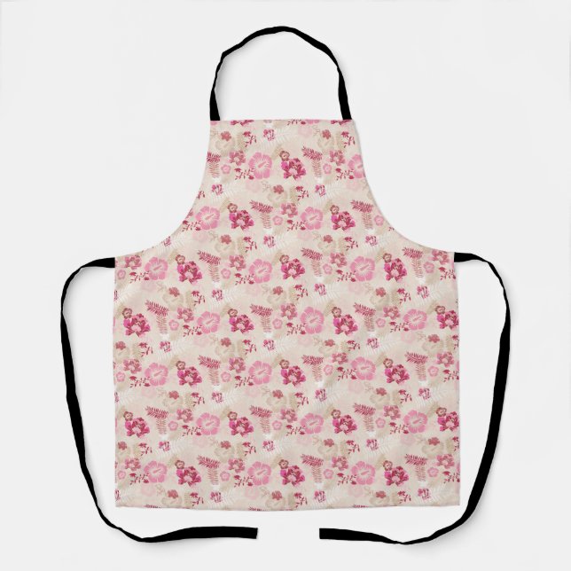 Tablier Motif de fleurs modernes roses mignon (Recto)