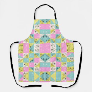 Tablier Motif de fleurs printanières à damier vintage des
