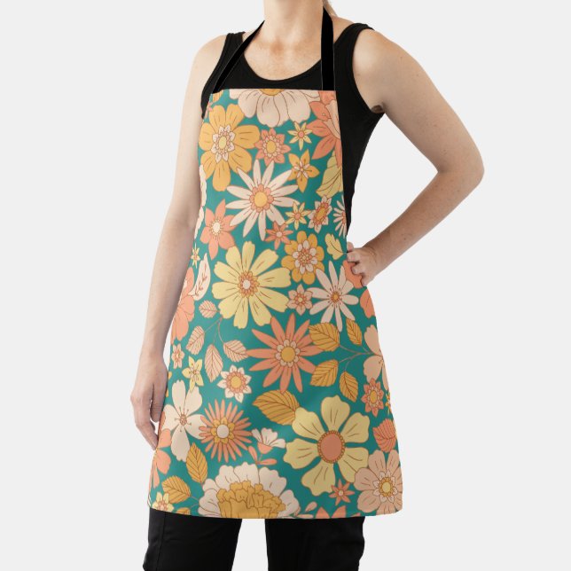 Tablier motif de fleurs printanières rose et orange (Insitu)