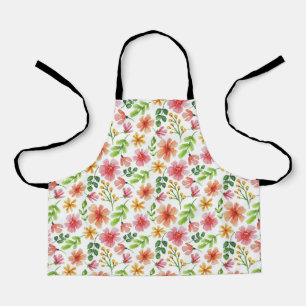 Tablier Motif de fleurs roses à l'aquarelle