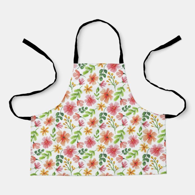 Tablier Motif de fleurs roses à l'aquarelle-69677 (Recto)