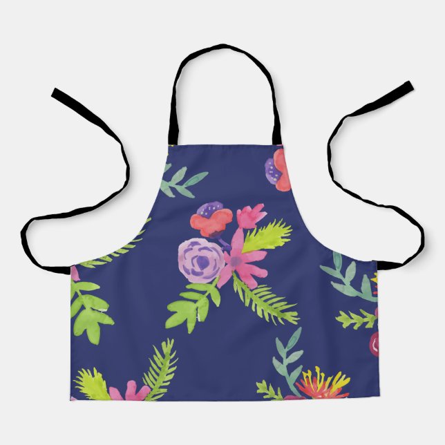 Tablier Motif de fleurs sauvages aquarelle (Recto)