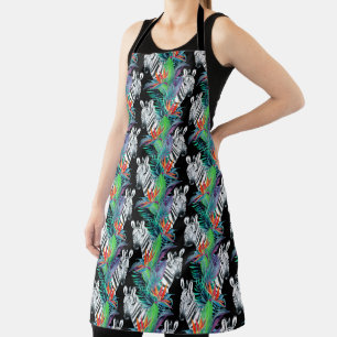 Tablier Motif De Fleurs Zébrées Et Exotiques
