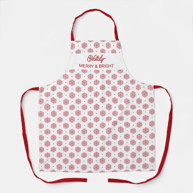 Tablier Motif de flocon de neige Rouge et blanc Apron de N (Recto)