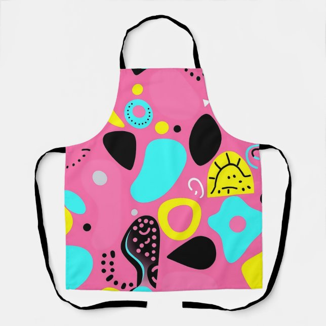 Tablier Motif de formes abstraites roses ludiques (Recto)