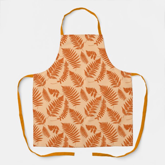 Tablier Motif de fougères boisées, Pastel Orange (Recto)