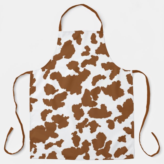 Tablier Motif de fourrure de peau de vache marron et blanc (Recto)