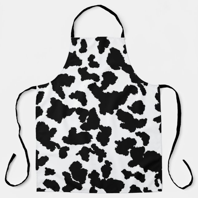 Tablier Motif de fourrure de vache noir et blanc (Recto)