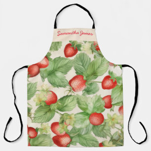 Tablier Motif de fraise aquarelle moderne Personnalisé