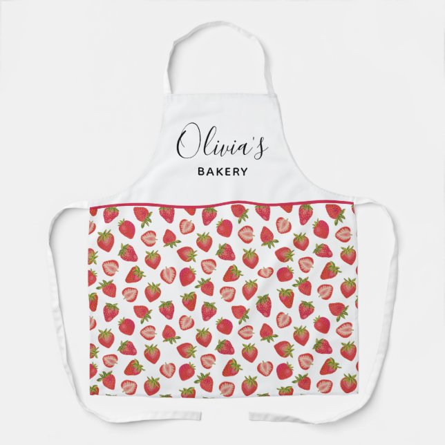 Tablier Motif de fraise personnalisé Boulangerie de cuisin (Recto)