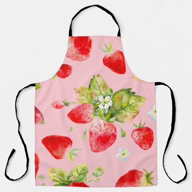 Tablier motif de fraise transparent aquarelle (Recto)