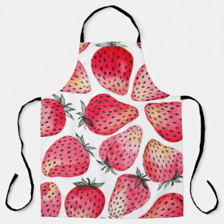 Tablier Motif de fraises d'aquarelle.