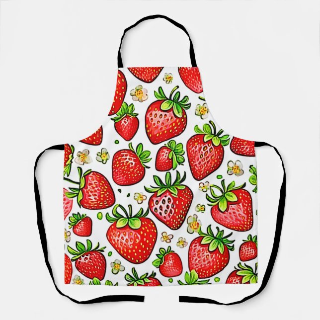 Tablier Motif de fraises rouges juteuses (Recto)