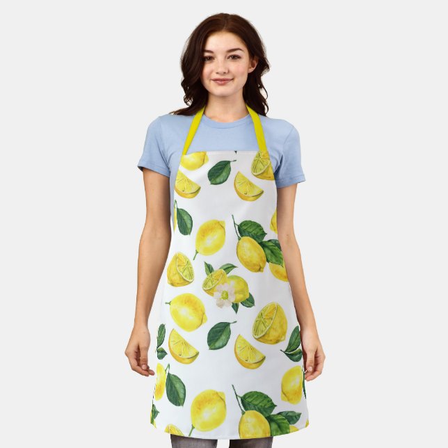 Tablier Motif de fruits aux citrons jaunes (Porté)