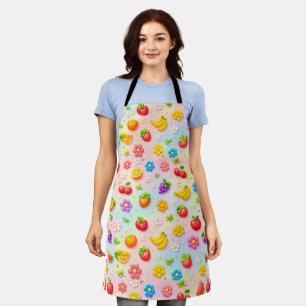 Tablier Motif de fruits colorés avec des fleurs et des fru