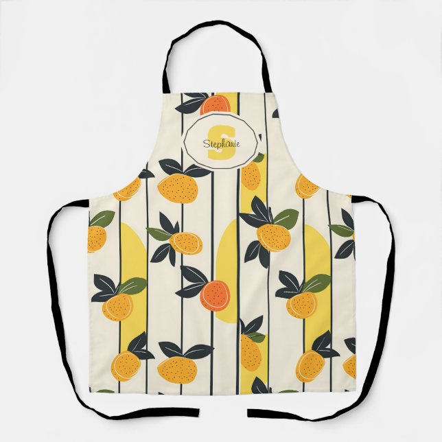 Tablier Motif de fruits d'agrumes avec Feuilles verts (2) (Recto)