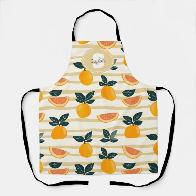 Tablier Motif de fruits d'agrumes avec Feuilles verts (4) (Recto)
