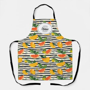 Tablier Motif de fruits d'agrumes avec Feuilles verts (6)