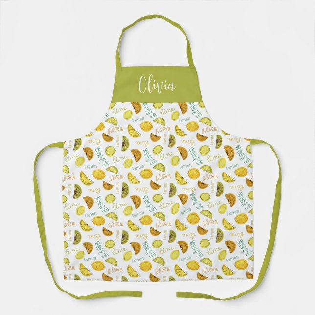 Tablier Motif de fruits d'agrumes citron et lime (Recto)
