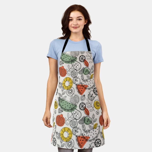 Tablier Motif de fruits de style Vintage rétro (Porté)