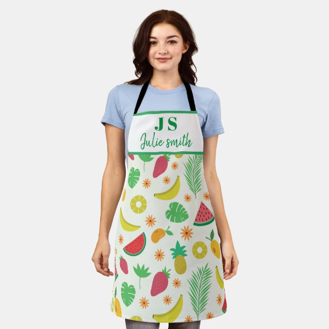 Tablier Motif de fruits tropicaux d'été Monogramme (Porté)