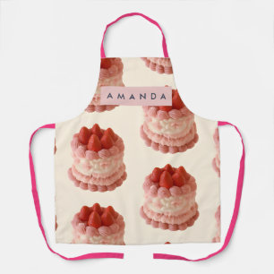 Tablier Motif de gâteau aux fraises fantaisiste personnali