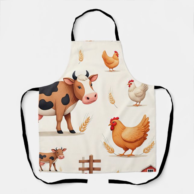 Tablier Motif de grange d'animaux de ferme mignons (Recto)