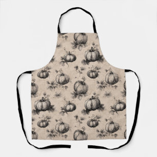 Tablier Motif de gravure de citrouille et de vigne vintage