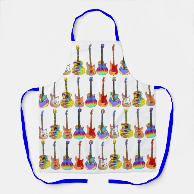 Tablier Motif de guitare vibrant et coloré (Recto)