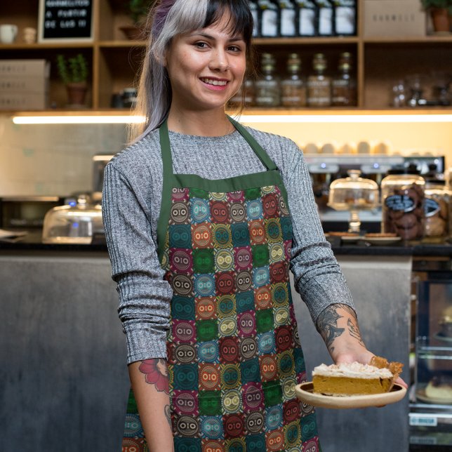 Tablier Motif de hibou multicolore (multicolor owl pattern apron)