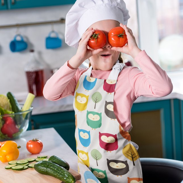 Tablier Motif de hibou multicolore (apron)