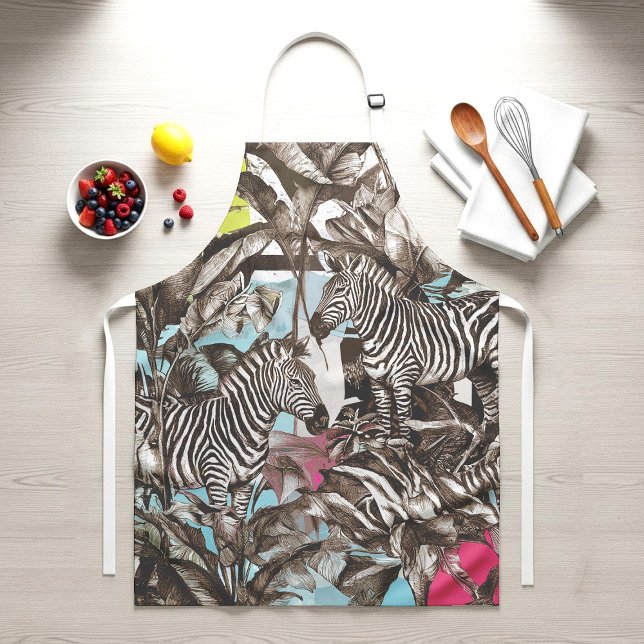Tablier Motif de jungle zébrée coloré vibrant (Créateur téléchargé)