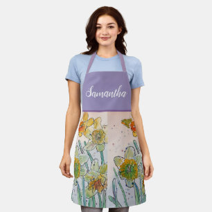 Tablier Motif de la fleur de printemps de la viole jaune d