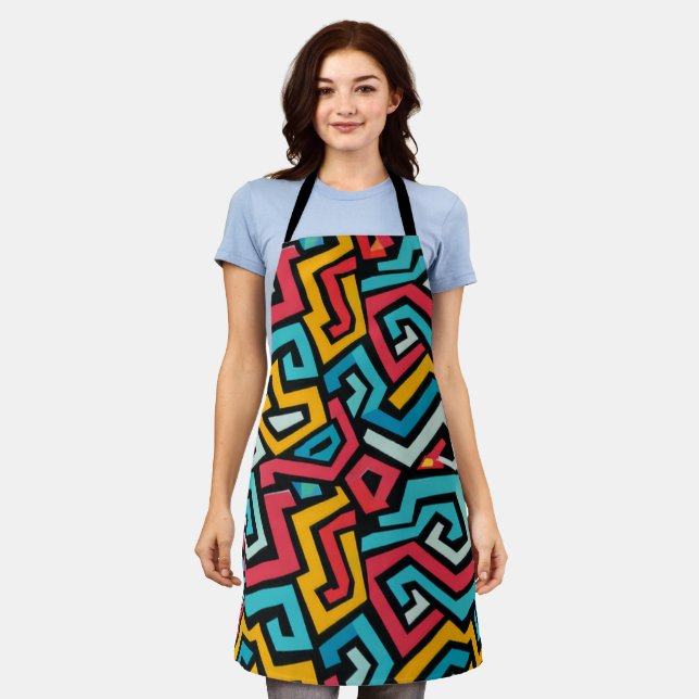 Tablier Motif de labyrinthe géométrique rétro (Porté)