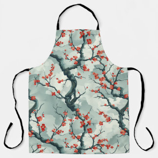Tablier Motif de lavis à l'encre vert sauge de fleur de pr