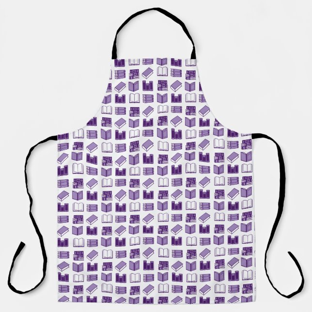 Tablier Motif de lecture et d'écriture de livres violets (Recto)