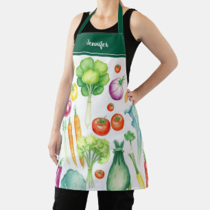 Tablier Motif de légumes aquarelle moderne personnalisé
