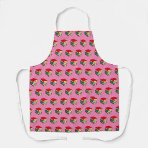 Tablier Motif de livre Pile colorée de livres ROSE