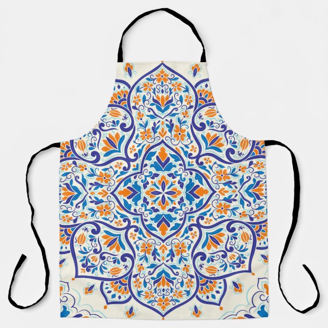 Tablier Motif de luxe Orange Blue Ornament (Recto)