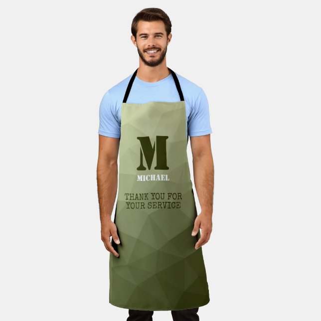 Tablier Motif de maillage géométrique vert clair de l'armé (Porté)